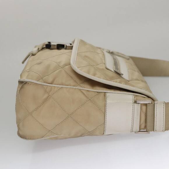 PRADA Shoulder Bag Nylon Beige Silver - Picture 3 of 16